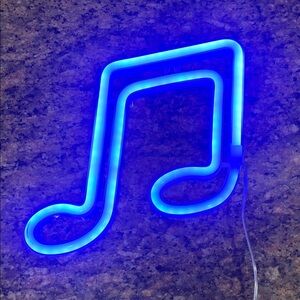 Blue Neon Music Note Light